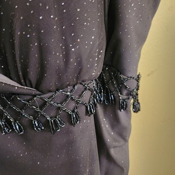Betsy & Adam Gray Ombre Sparkle Beaded Ruched Formal Dress Size 22W - Picture 4 of 7